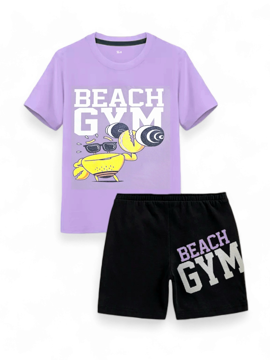 

BAESD Unisex Kids Printed T-shirt with Shorts, Purple