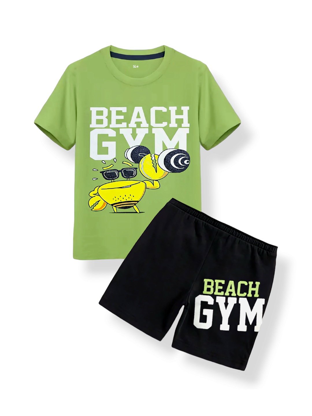 

BAESD Unisex Kids Printed T-shirt with Shorts, Sea green