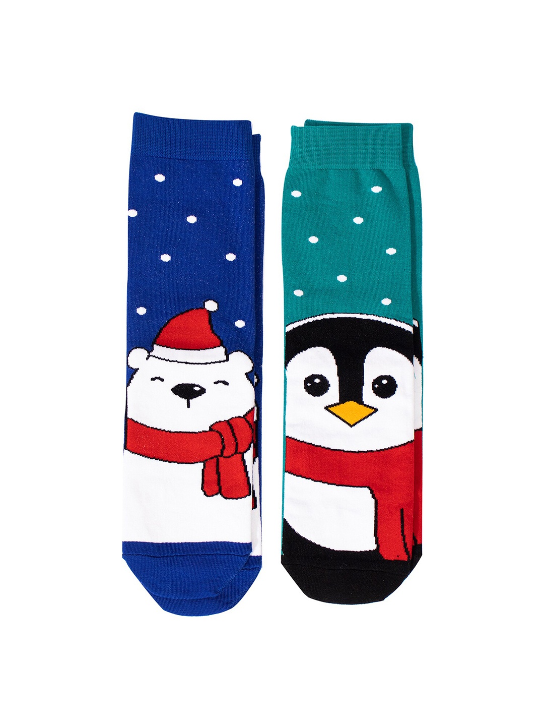 

Thela Gaadi Unisex Pack of 2 Printed Calf-Length Socks, Blue