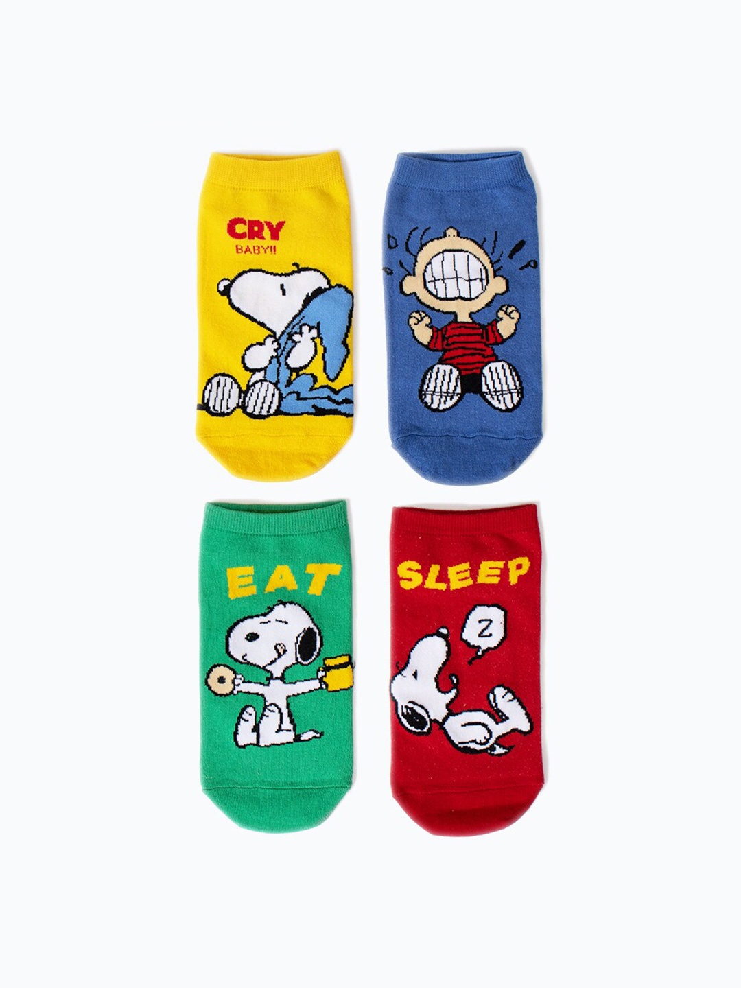 

Thela Gaadi Pack Of 4 Patterned Low-cut Ankle-Length Socks, Yellow