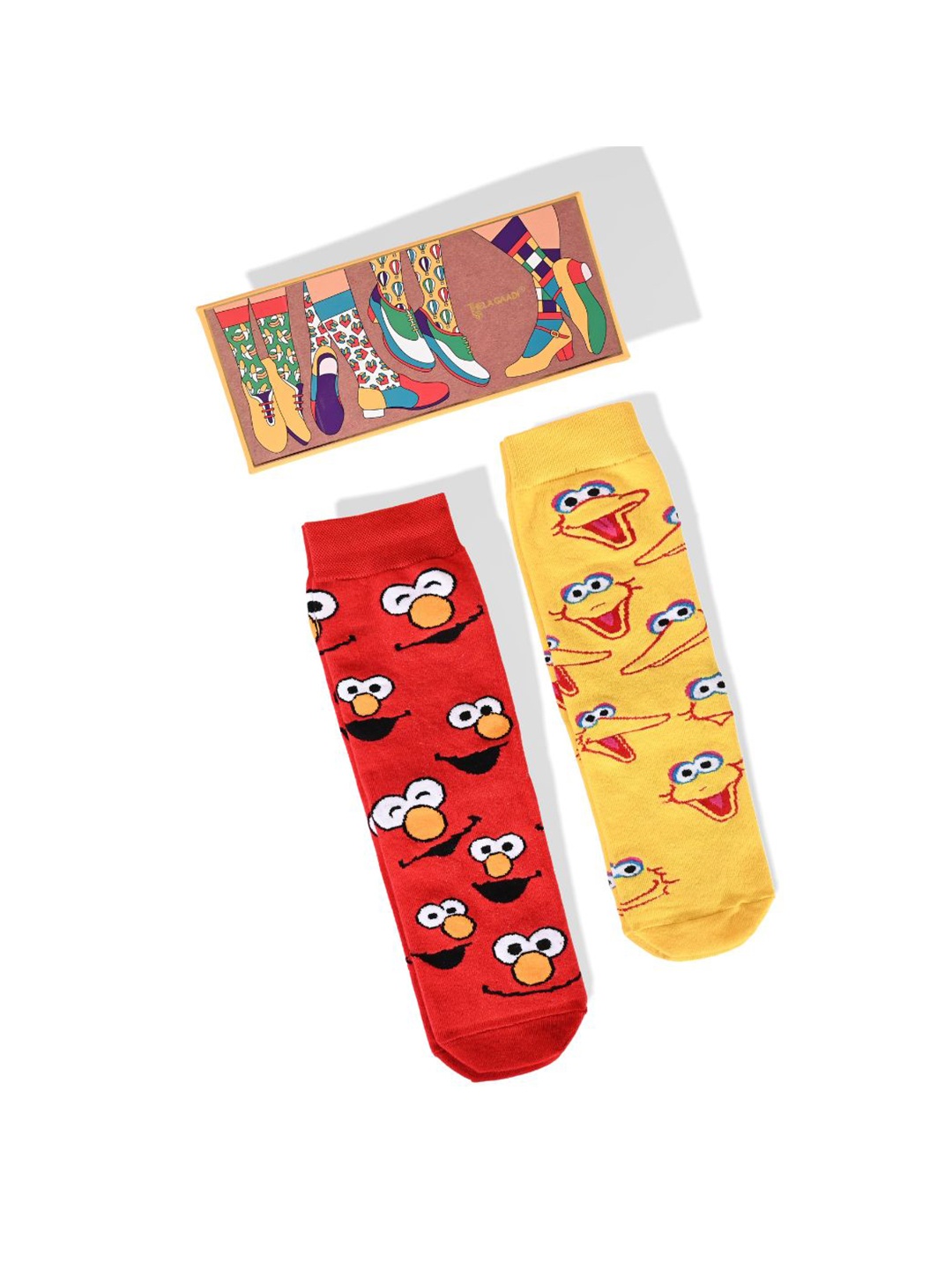 

Thela Gaadi Unisex Pack Of 2 Sesame Street Patterned Calf-Length Socks, Red