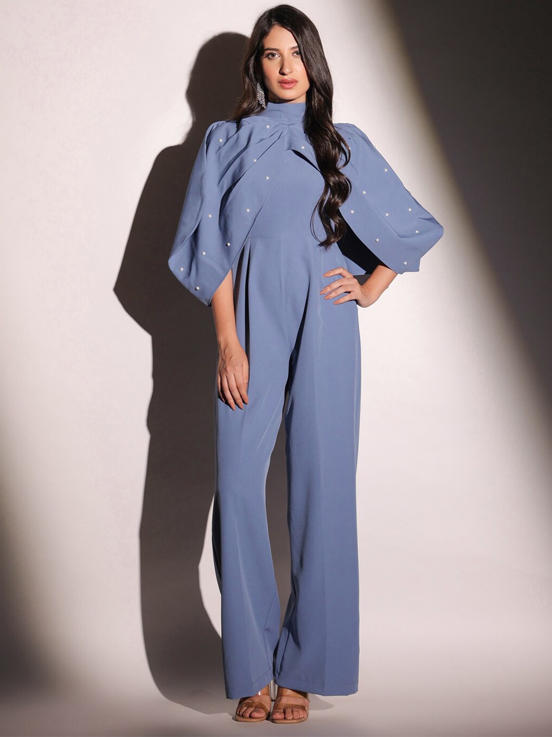 

B'Infinite Round Neck Basic Jumpsuit, Blue