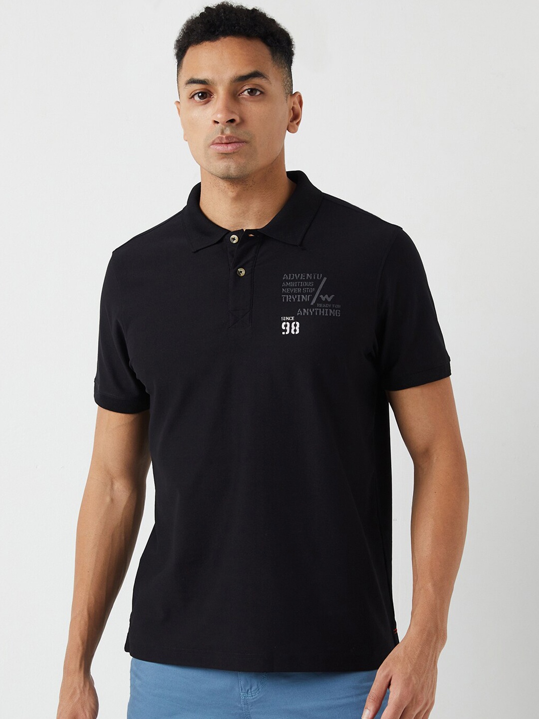 

Wildcraft Polo Collar Short Sleeves Anti Odour Cotton Regular Fit T-shirt, Black