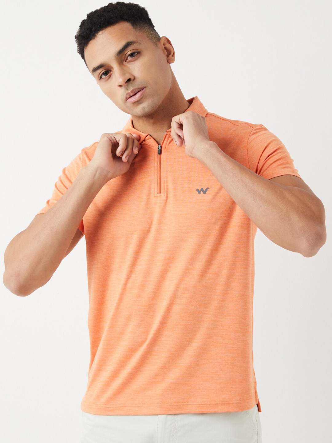 

Wildcraft Polo Collar Short Sleeves Anti Odour Cotton Regular Fit T-shirt, Coral