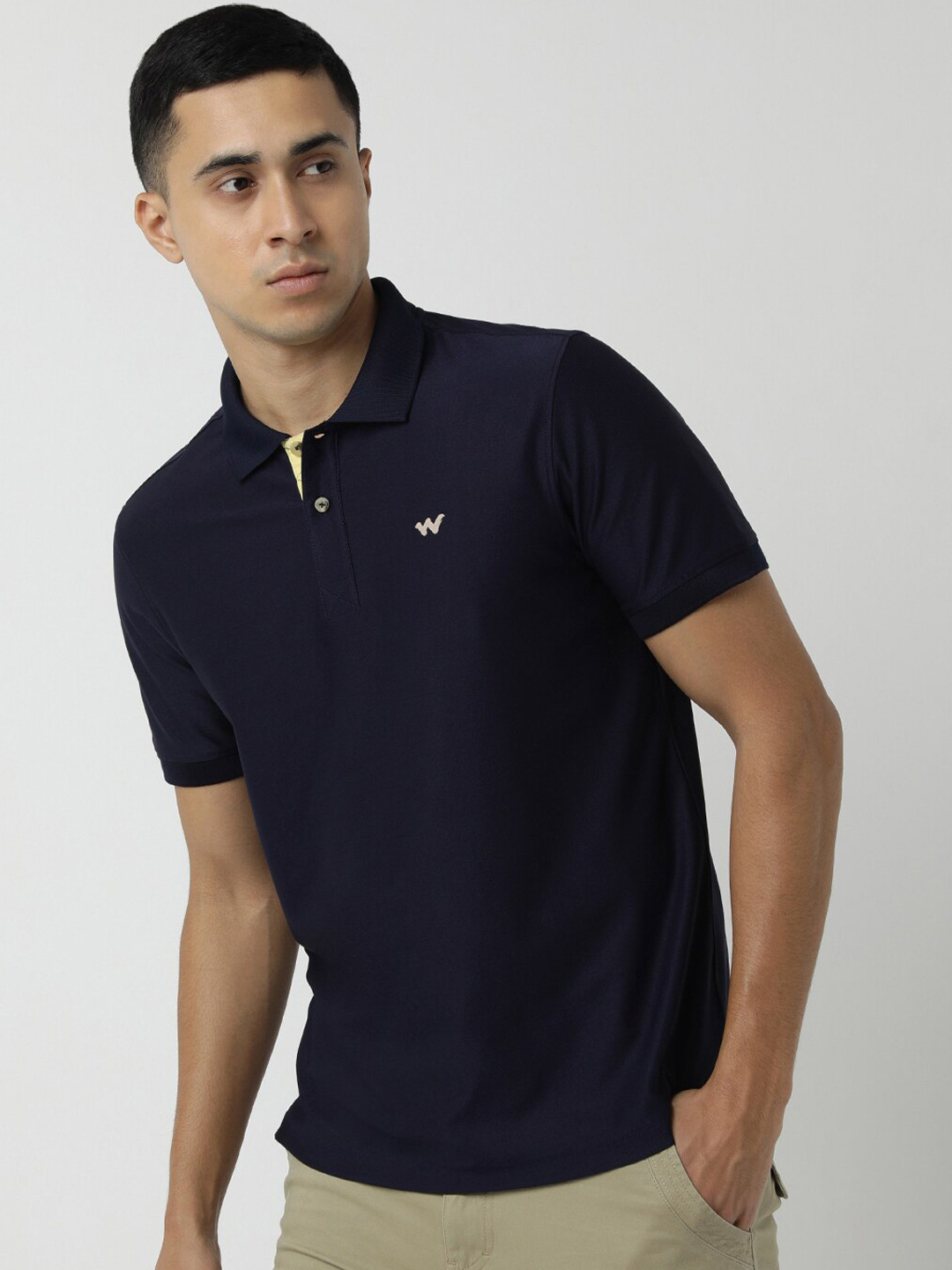 

Wildcraft Polo Collar Short Sleeves Anti Odour Regular Fit T-shirt, Navy blue