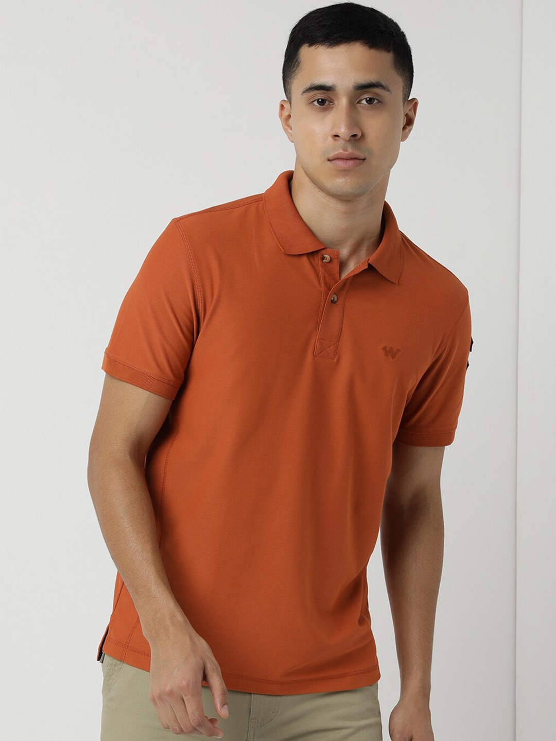 

Wildcraft Polo Collar Short Sleeves Anti Odour Regular Fit T-shirt, Rust