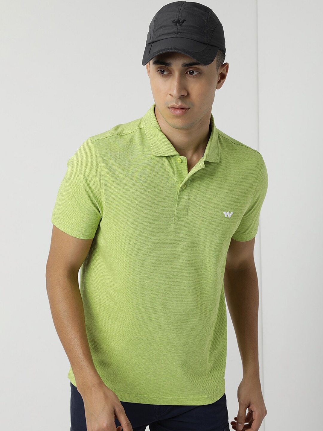 

Wildcraft Polo Collar Short Sleeves Cotton T-shirt, Lime green