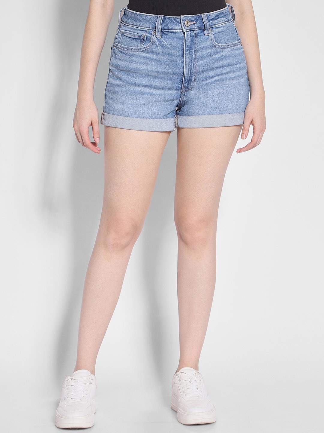 

AMERICAN EAGLE OUTFITTERS Women Washed Denim Shorts, Blue