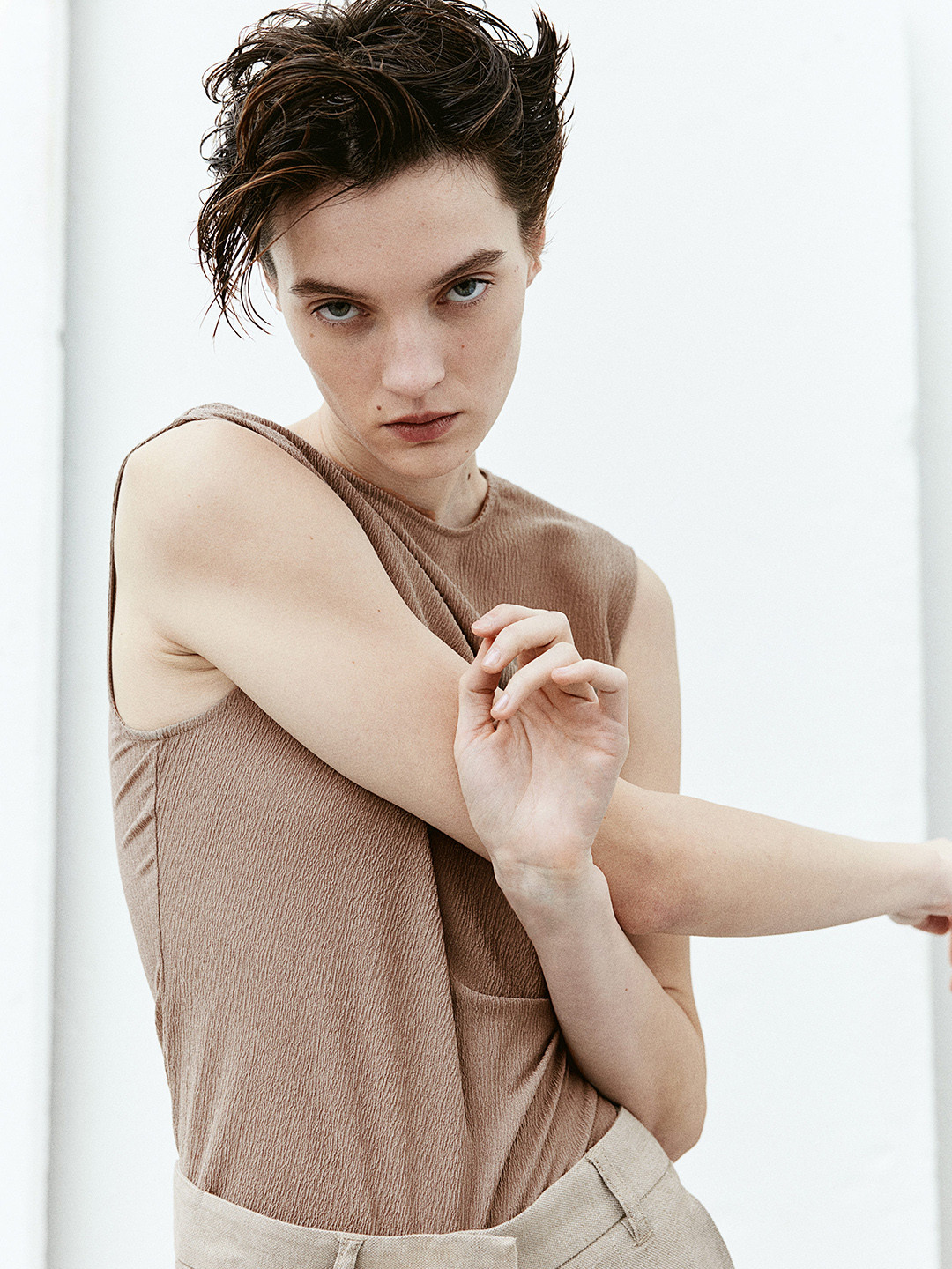 

H&M Draped Vest Top, Beige