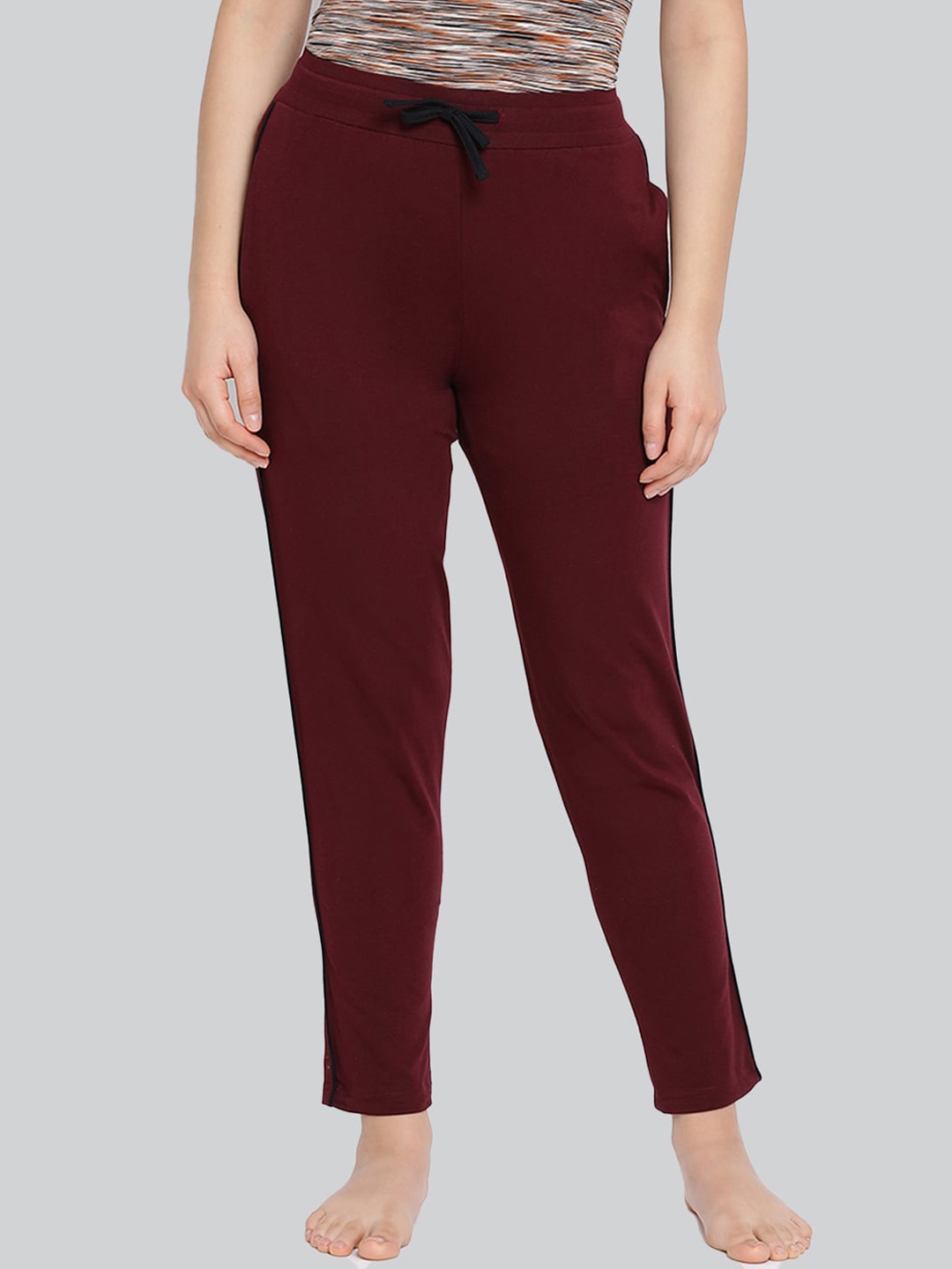 LYRA Cotton Slim-Fit Lounge Pants, Burgundy