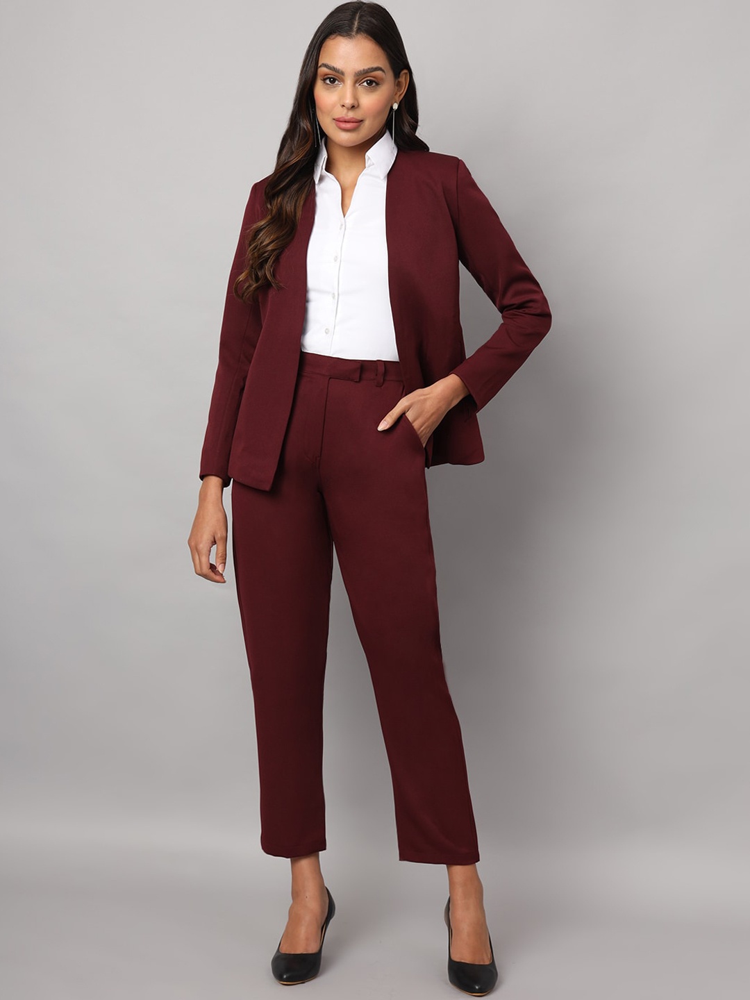 

BRINNS Single-Breasted 2 Piece Suit, Burgundy