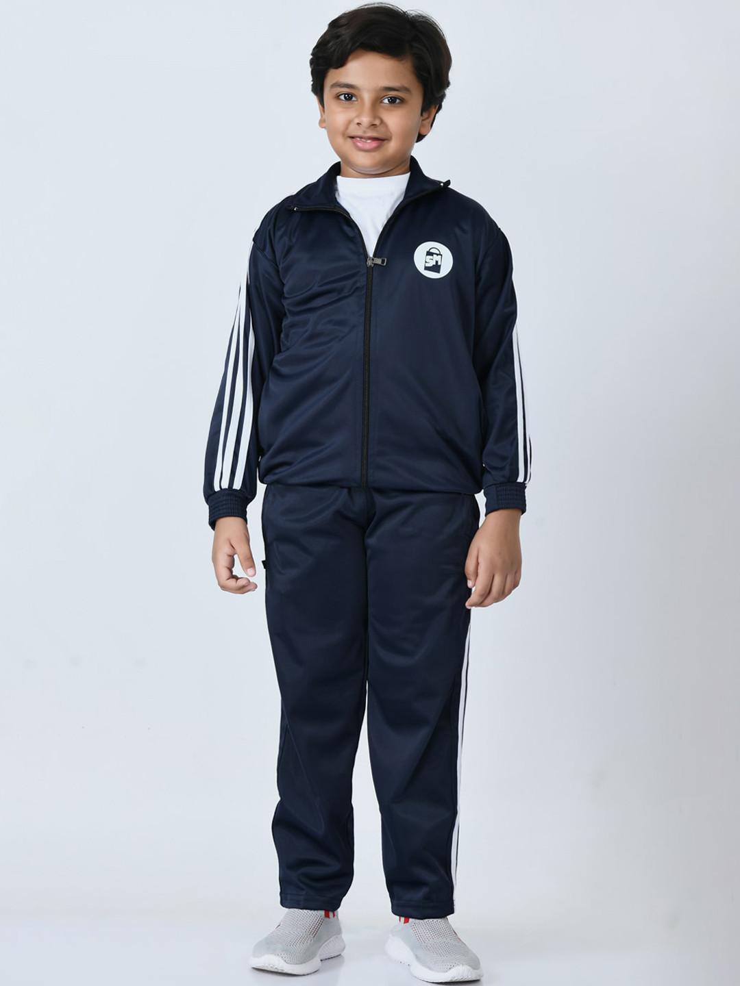

SMSHOPMORE Boys Graphic Printed Zipper Tracksuit, Blue