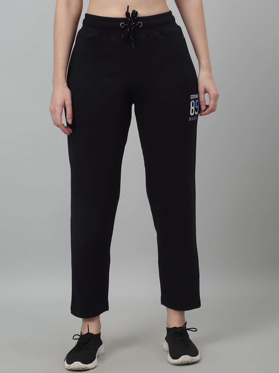 

Cantabil Women Mid Rise Track Pants, Navy blue