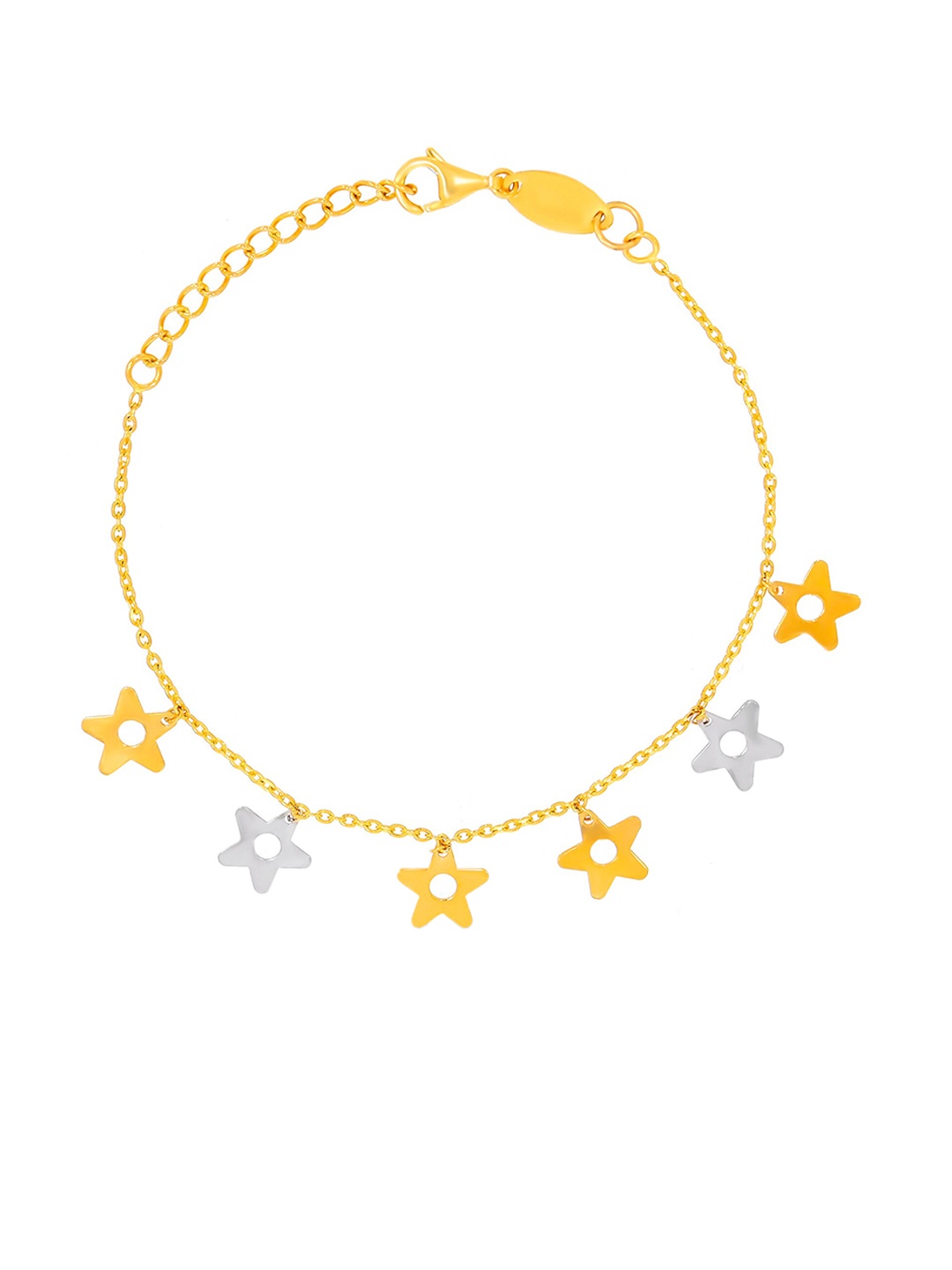

BHIMA 22K Hallmark 916 Purity Yellow Gold Rhodium Star Hanging Bracelet