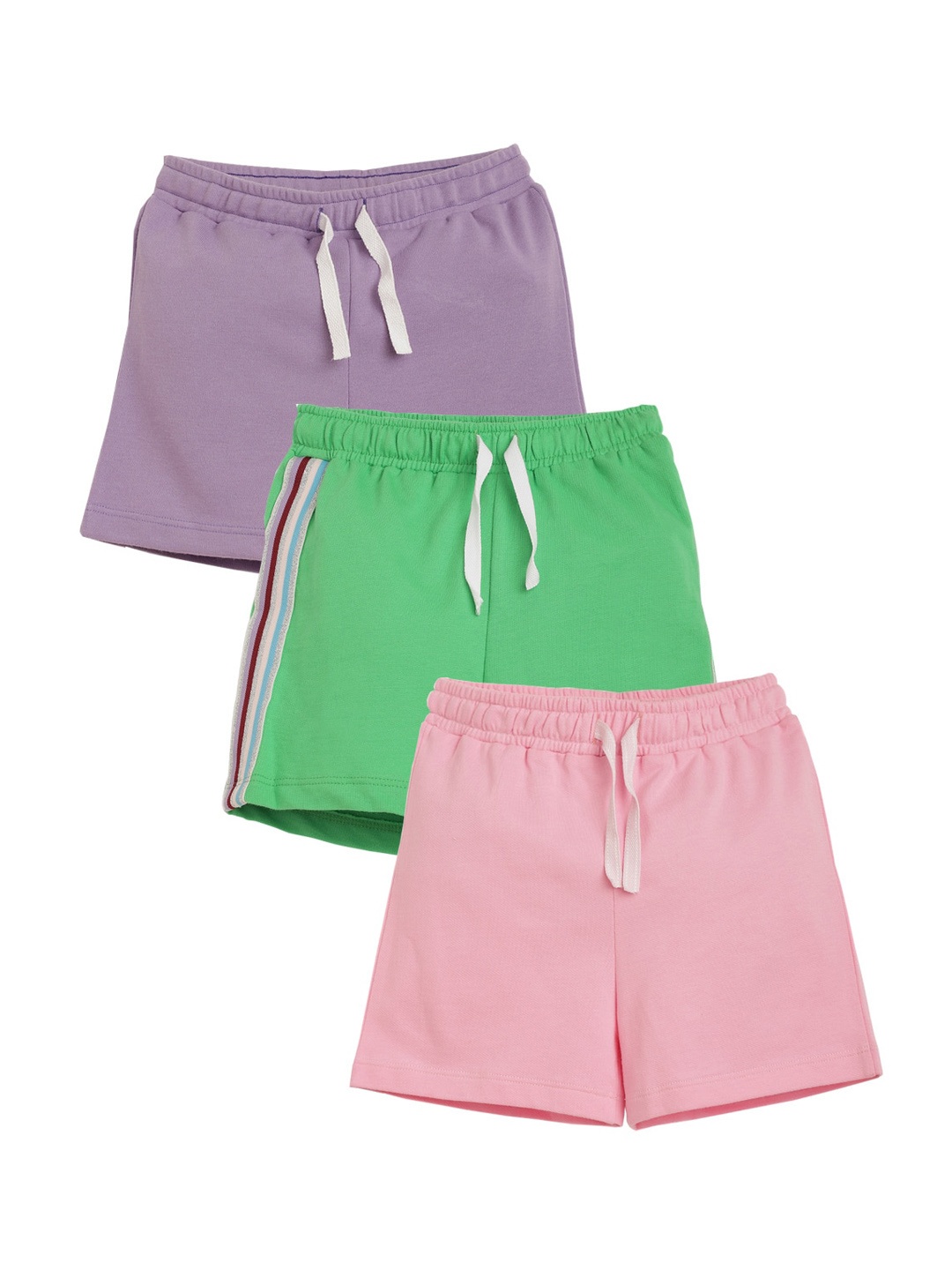

Anthrilo Girls Pack Of 3 Cotton Shorts, Purple