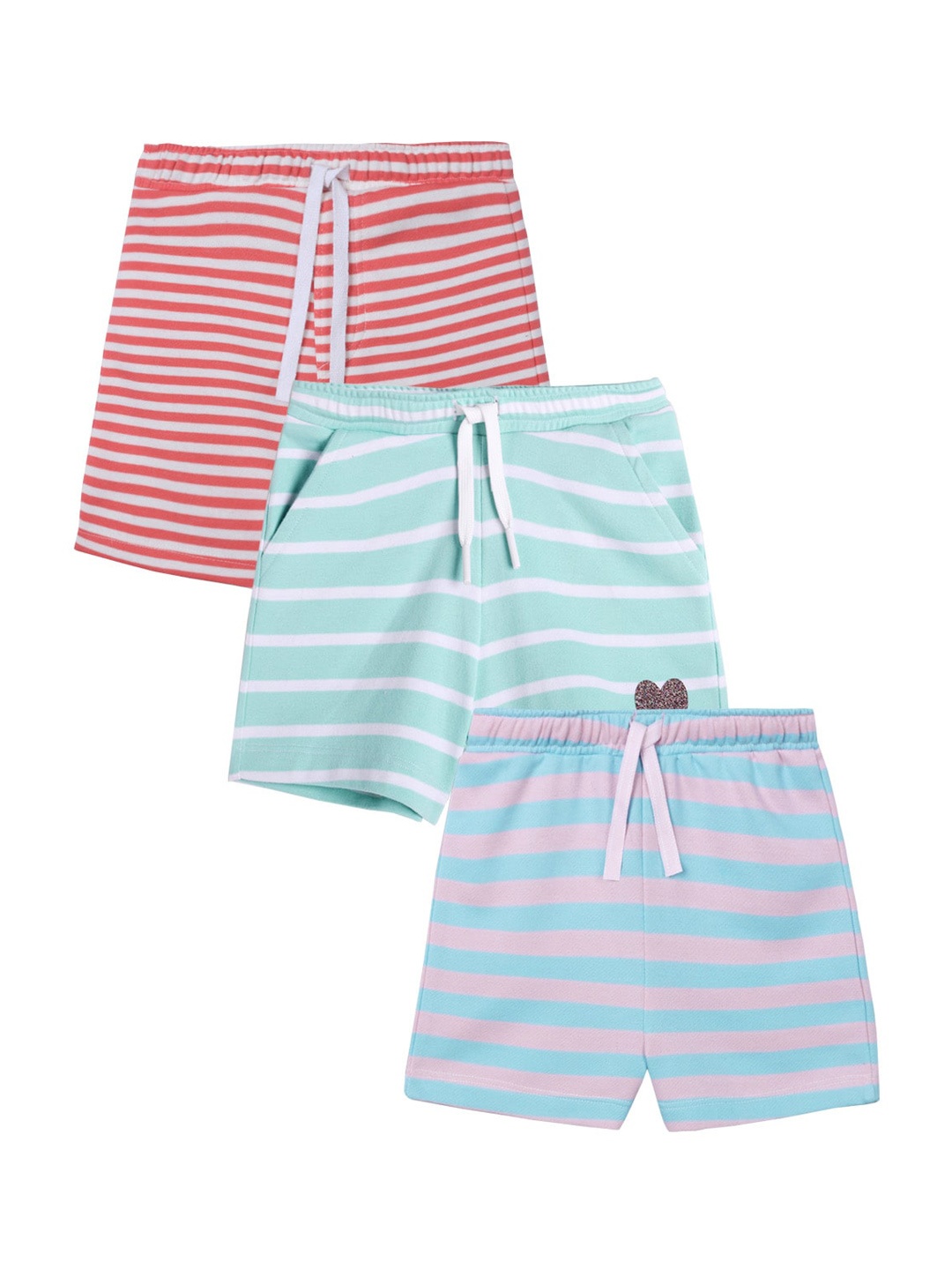 

Anthrilo Girls Pack Of 3 Mid-Rise Cotton Shorts, Pink