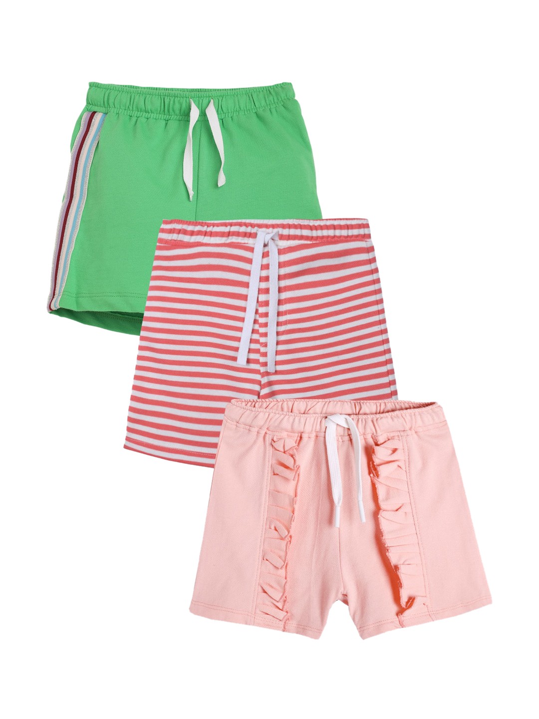 

Anthrilo Girls Pack Of 3 Mid-Rise Cotton Shorts, Pink