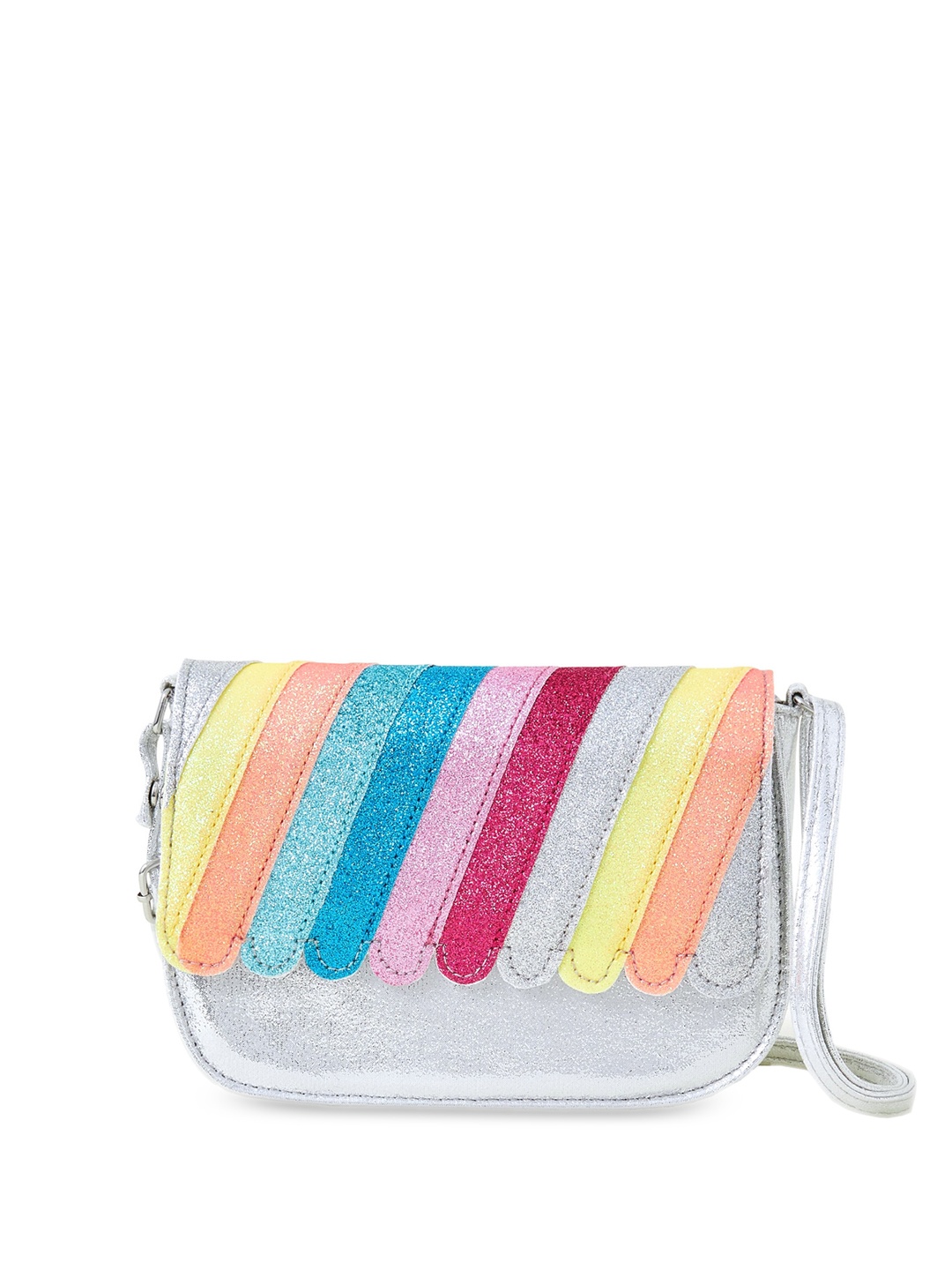 

Accessorize Girls Embellished PU Half Moon Sling Bag, Silver