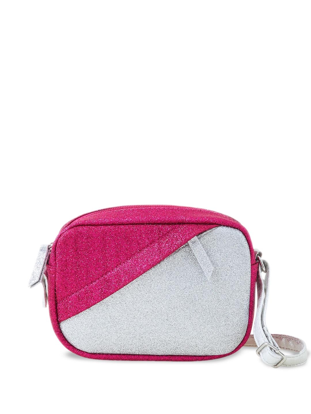 

Accessorize Girls Glitter Colourblocked Cross-Body Sling Bag, Silver