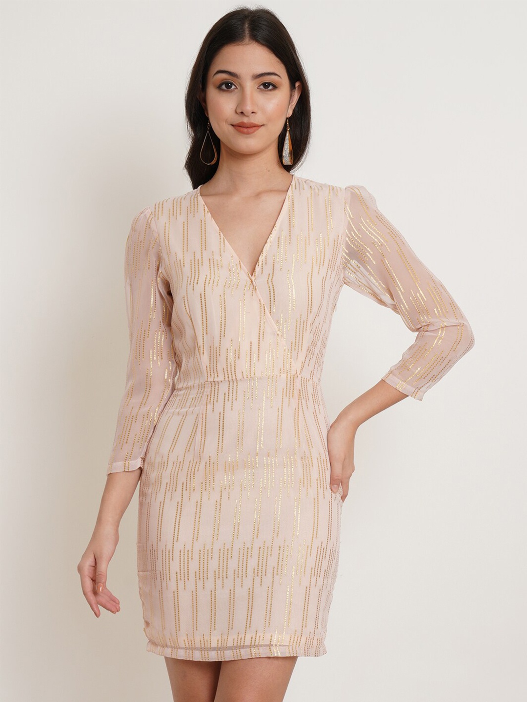 

Purple State V-Neck Sheath Dress, Peach