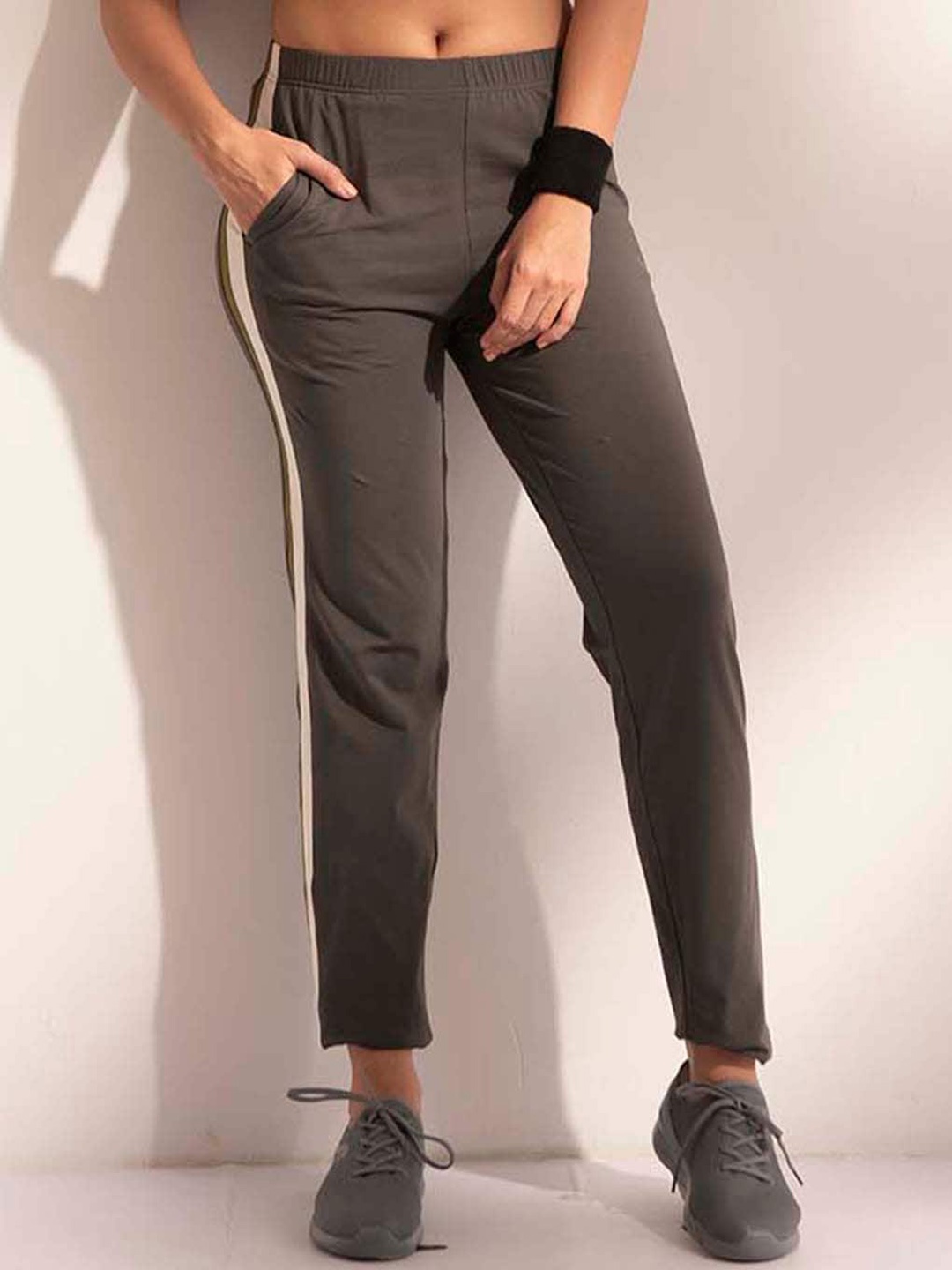 

LYRA Women 4-Way Stretch Cotton Track Pants, Grey