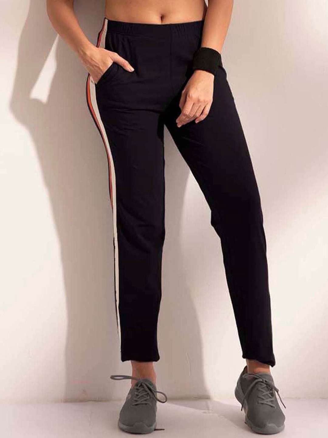 

LYRA Women 4-Way Stretch Cotton Track Pants, Black