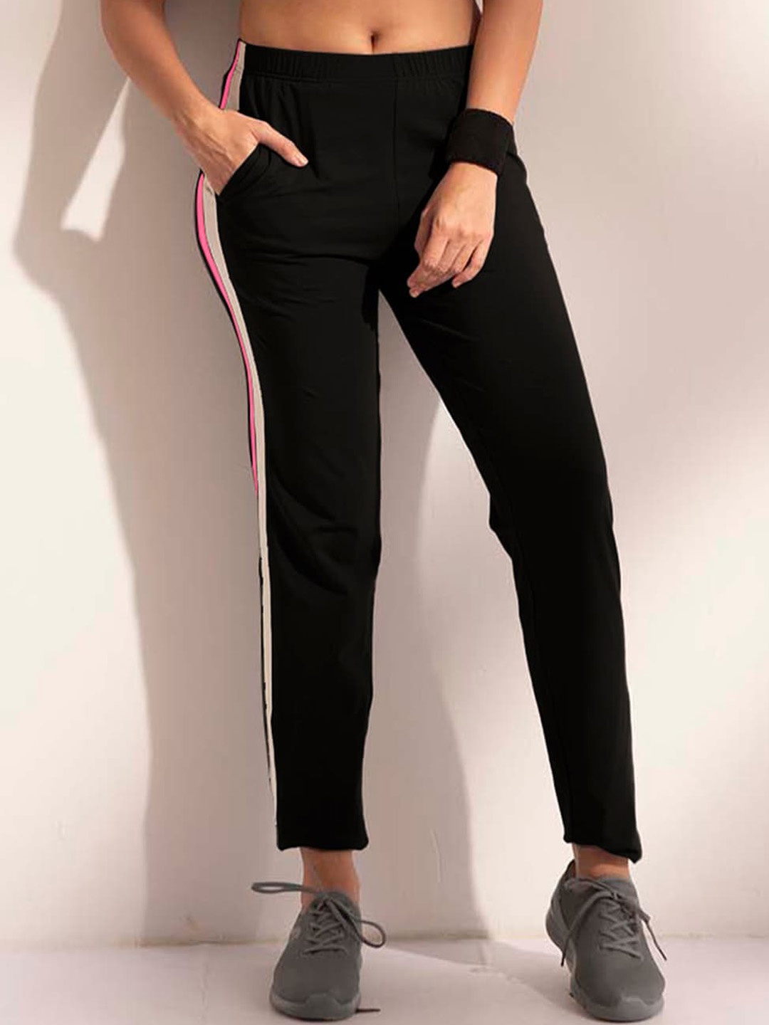 

LYRA Women 4-Way Stretch Cotton Track Pants, Black