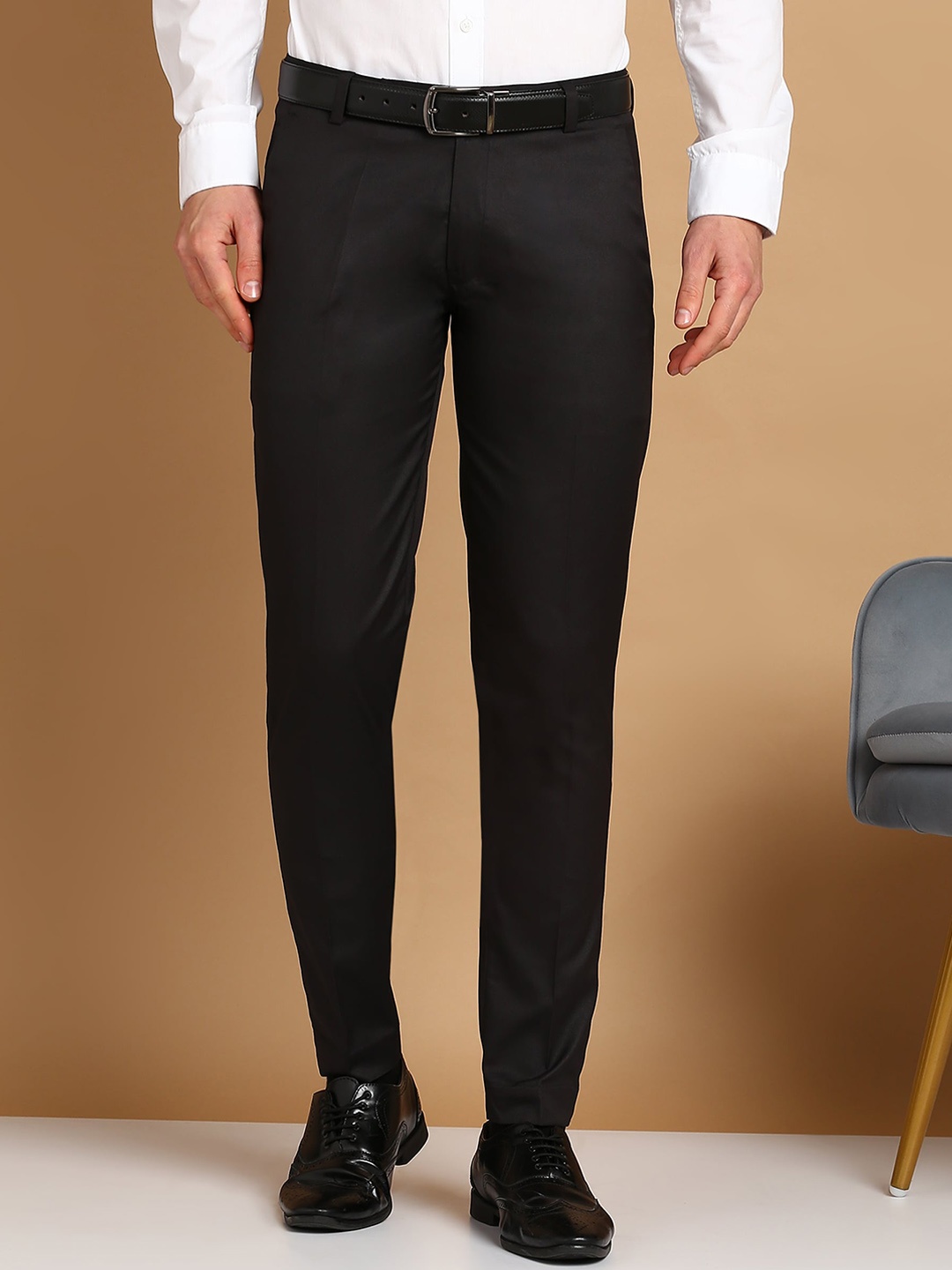 

FUBAR Men Mid-Rise Formal Trousers, Black