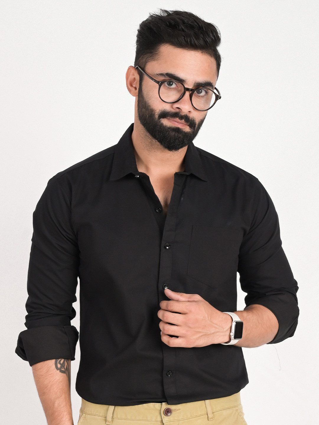 

FUBAR Slim Fit Spread Collar Formal Shirt, Black
