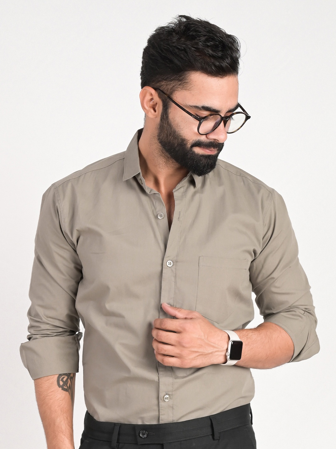 

FUBAR Slim Fit Spread Collar Long Sleeves Casual Shirt, Grey