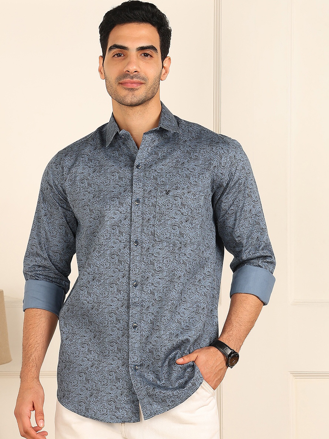 

FUBAR Slim Fit Abstract Printed Casual Shirt, Grey