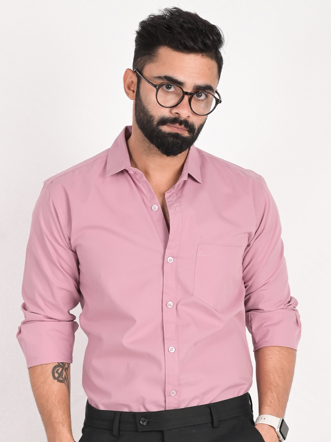 

FUBAR Slim Fit Spread Collar Long Sleeves Casual Shirt, Pink