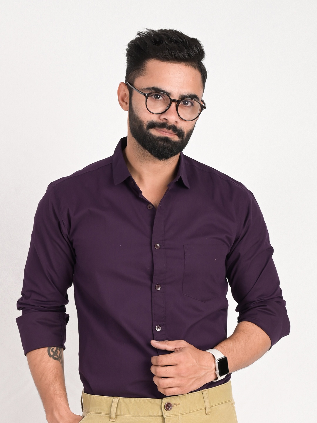 

FUBAR Slim Fit Spread Collar Casual Shirt, Purple