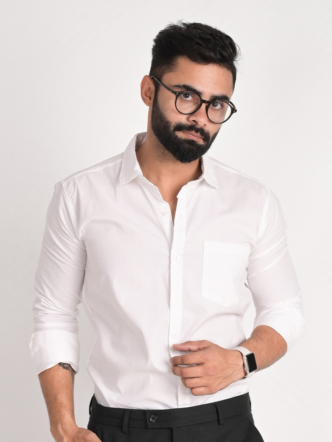 

FUBAR Slim Fit Spread Collar Casual Shirt, White