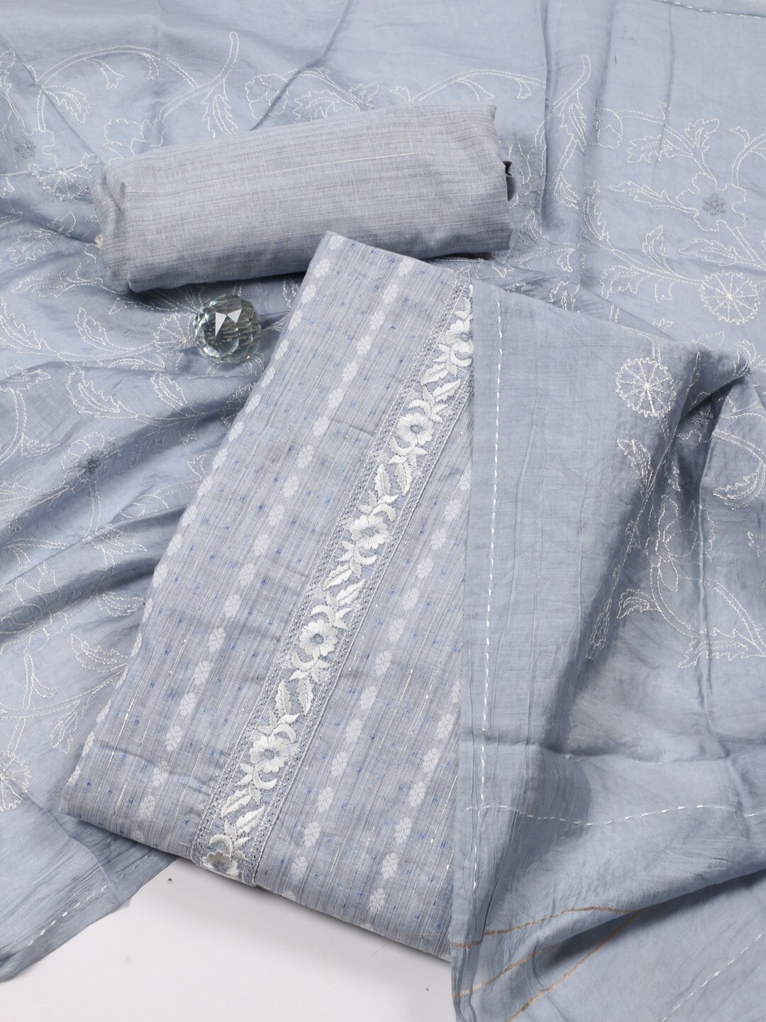 

Meena Bazaar Unstitched Dress Material, Grey