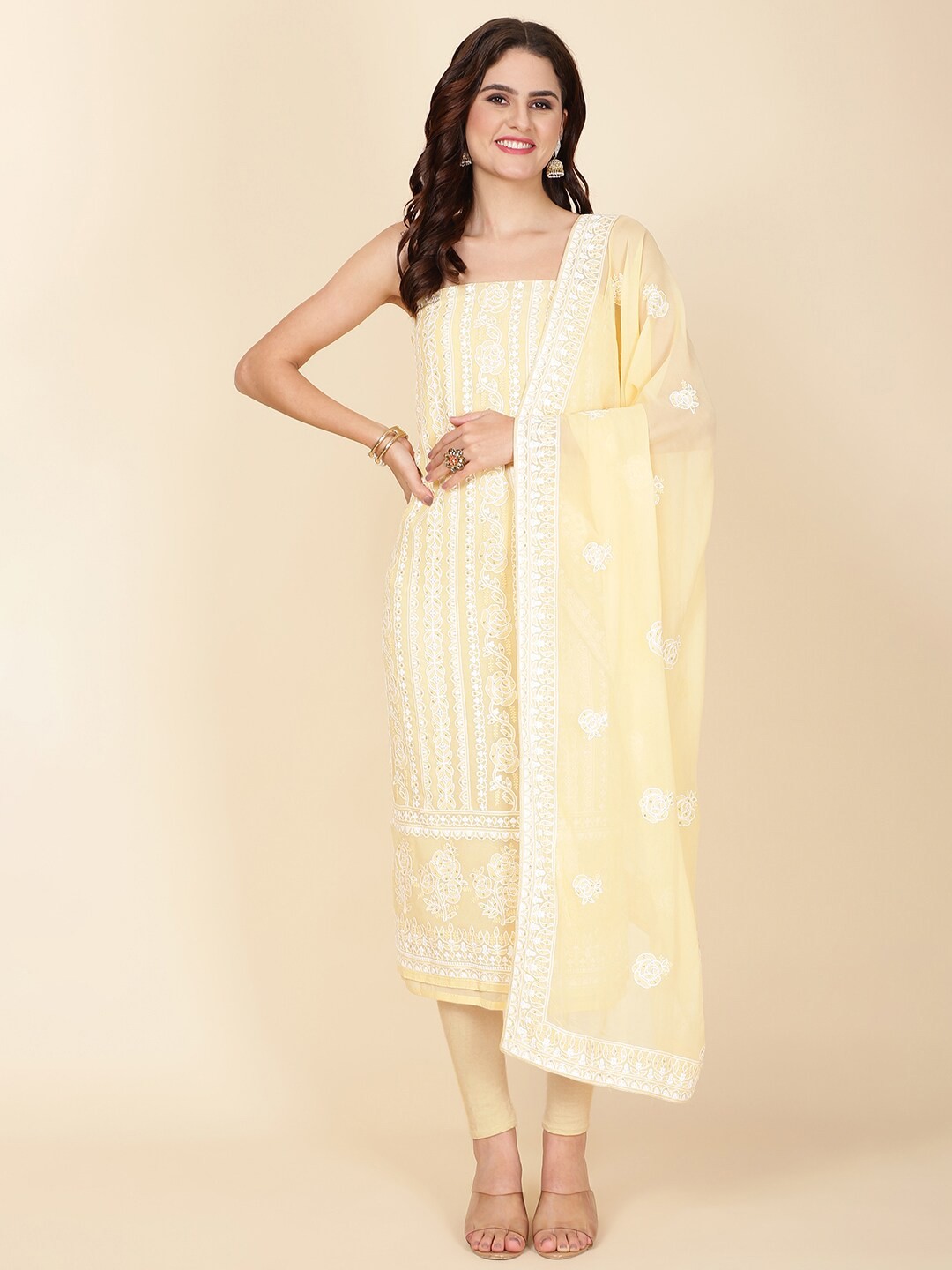 

Meena Bazaar Embroidered Unstitched Dress Material, Yellow
