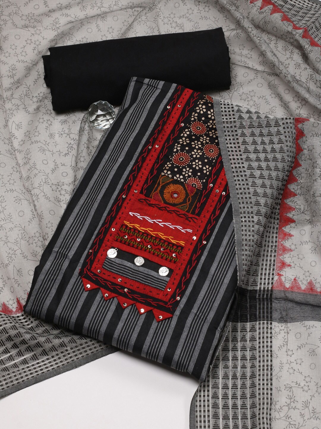 

Meena Bazaar Unstitched Dress Material, Black