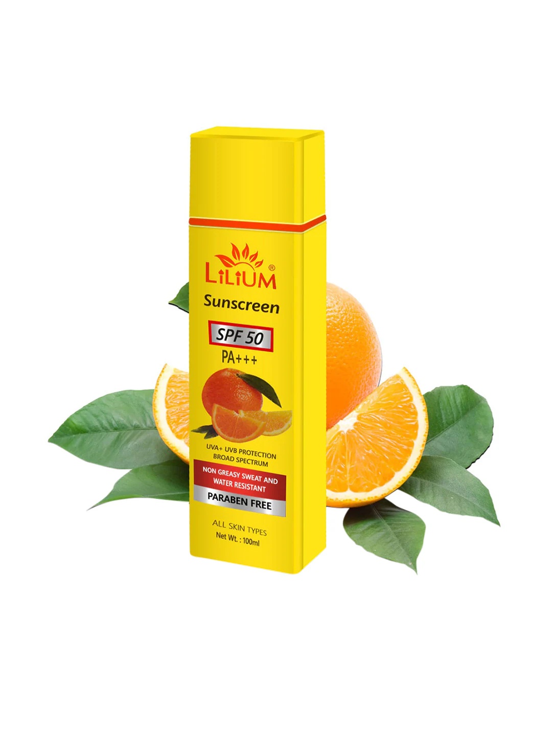 

Lilium SPF50 PA+++ Water Resistant Natural Sunscreen with UVA & UVB Protection - 100 ml, Yellow
