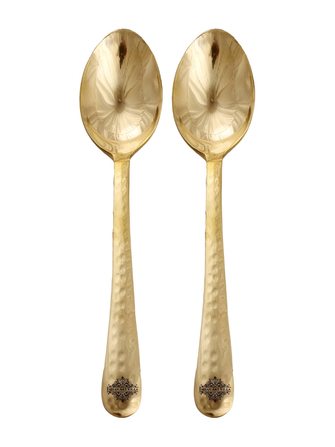 

INDIAN ART VILLA 2-Pcs Brass Dessert Spoon, Gold