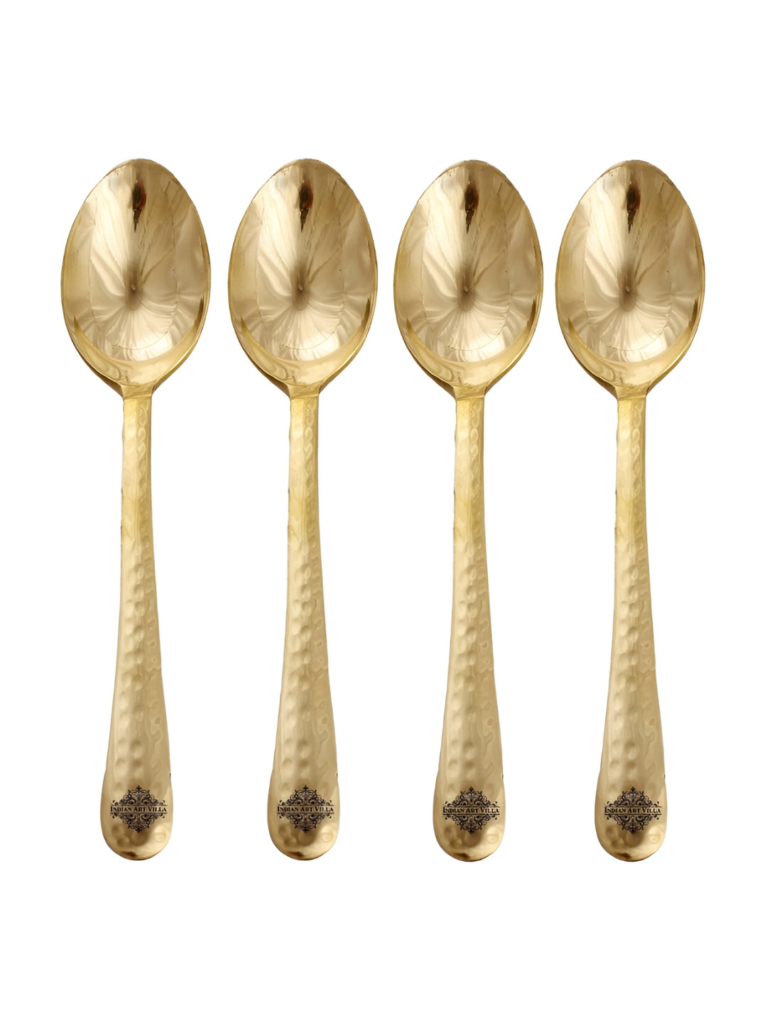 

INDIAN ART VILLA 4-Pcs Brass Dessert Spoon, Gold