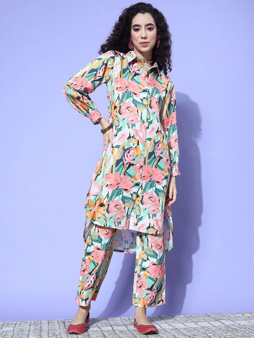 

Varanga Printed Tunic With Trousers Co-Ords, Green