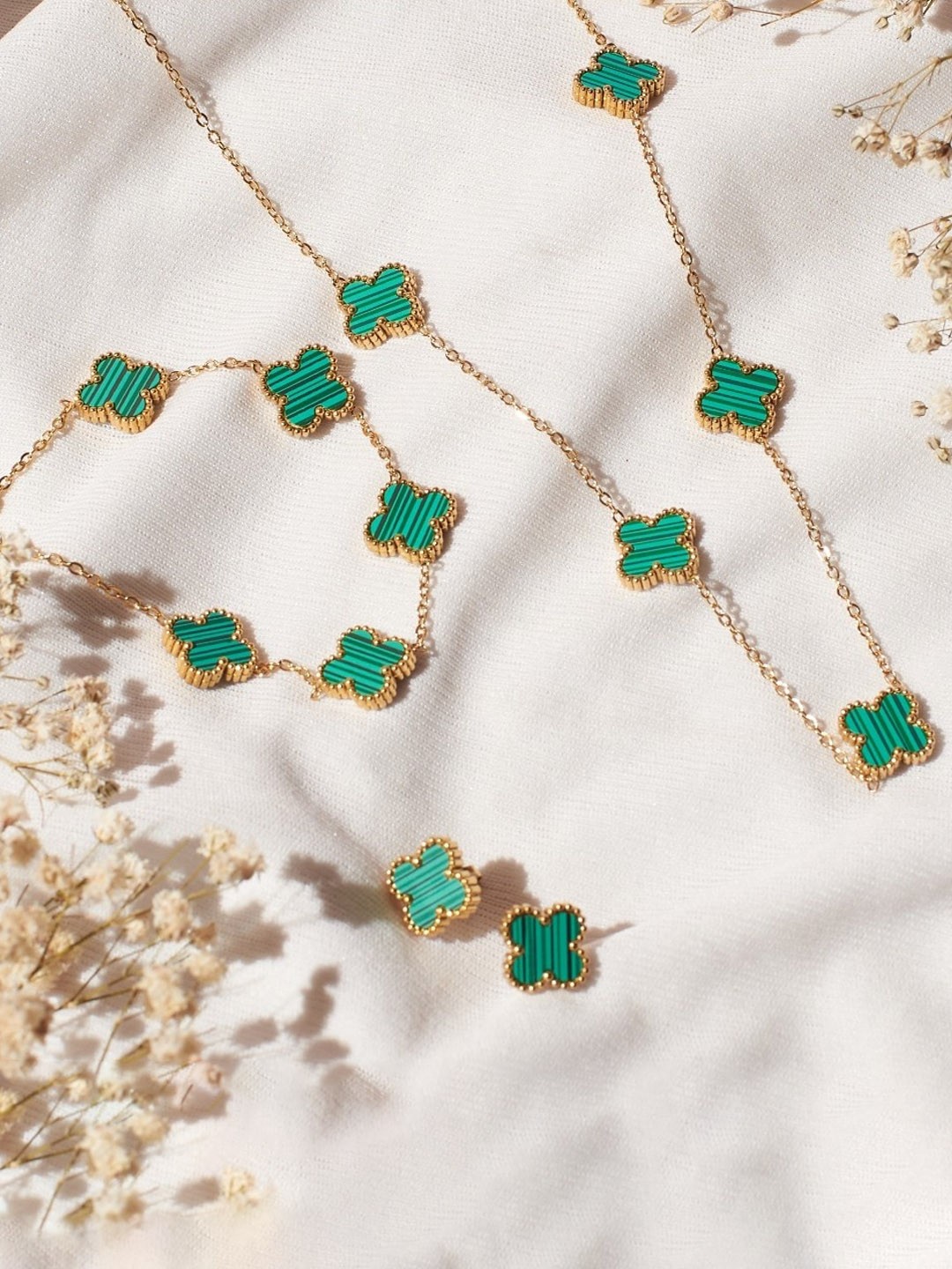 

SALTY Gold-Plated Jewellery Set, Green