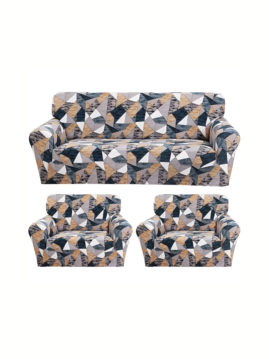 

Furshine Grey & White Checked Polyester 3 Piece Sofa Cover With Arms