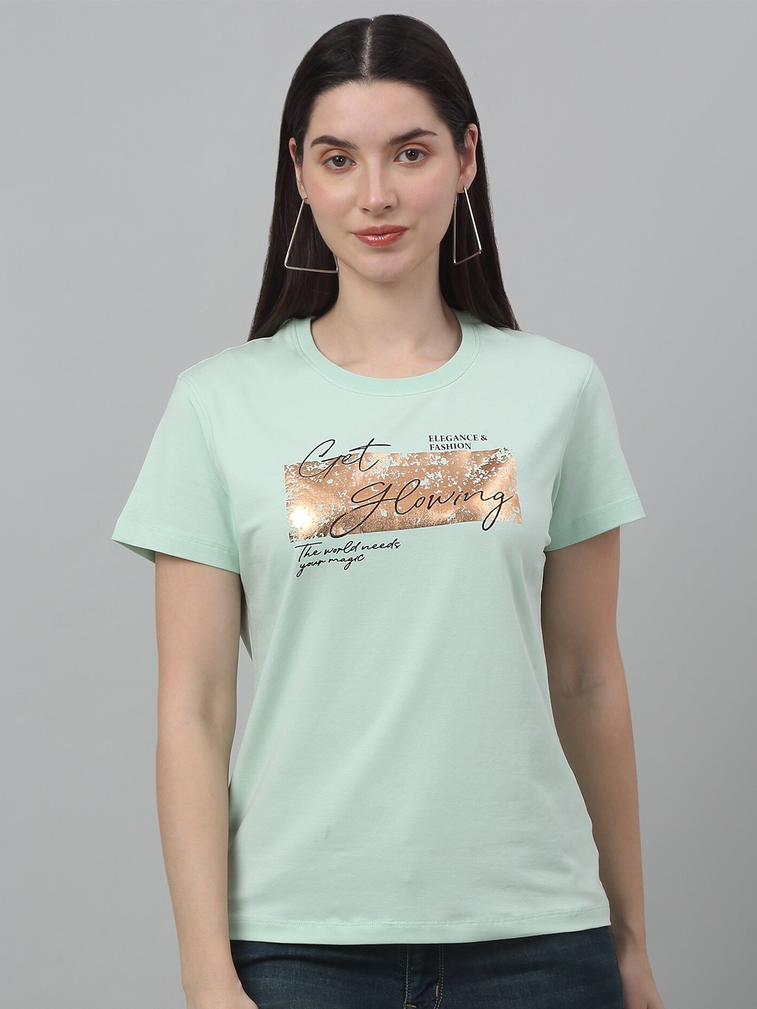 

Cantabil Typography Printed T-shirt, Green