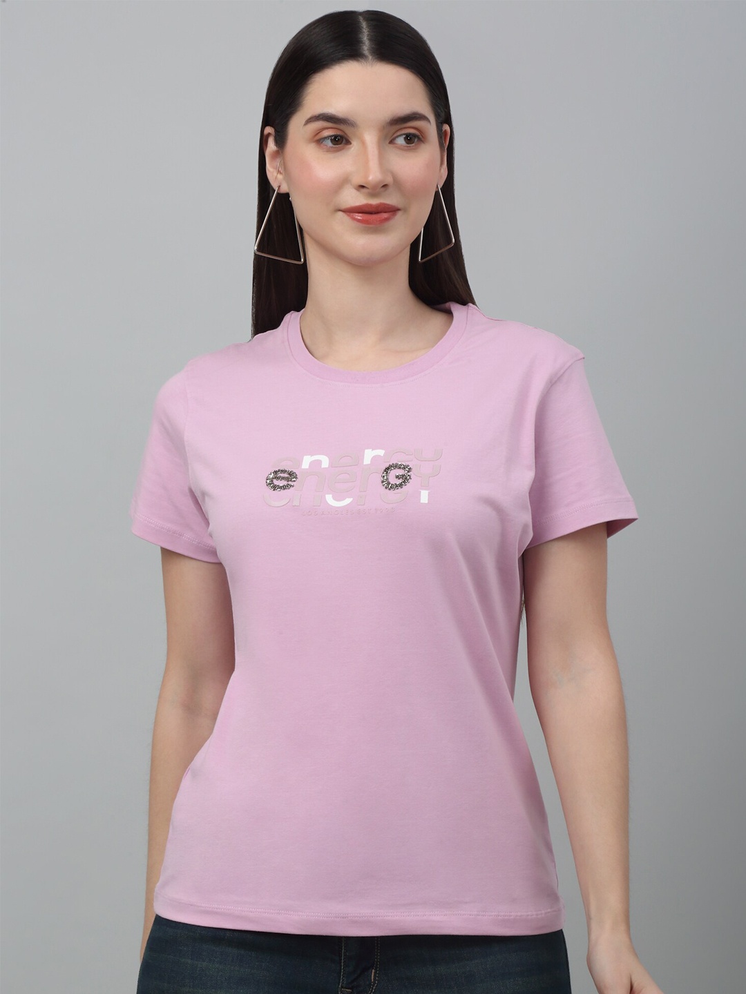 

Cantabil Typography Printed T-shirt, Purple