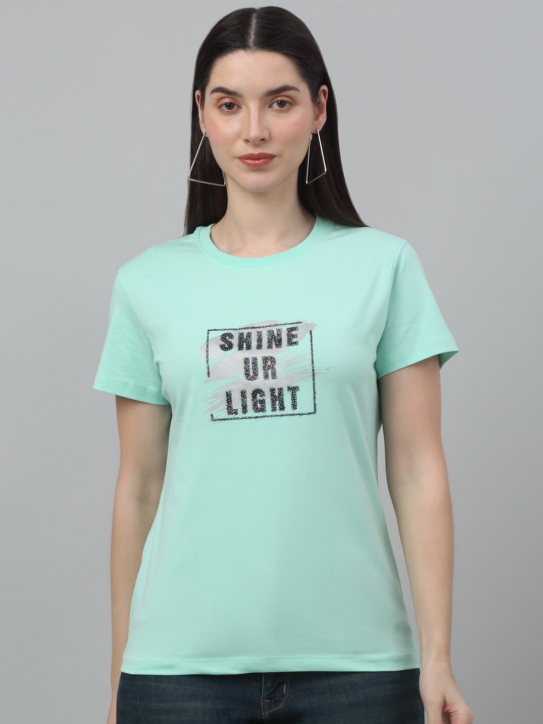 Cantabil Typography Printed T-shirt, Green