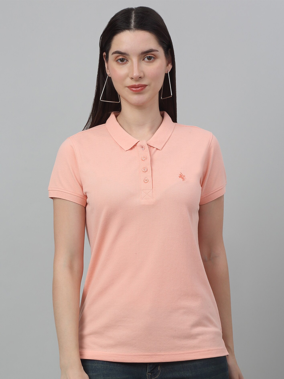 

Cantabil Short Sleeves Polo Collar T-shirt, Peach