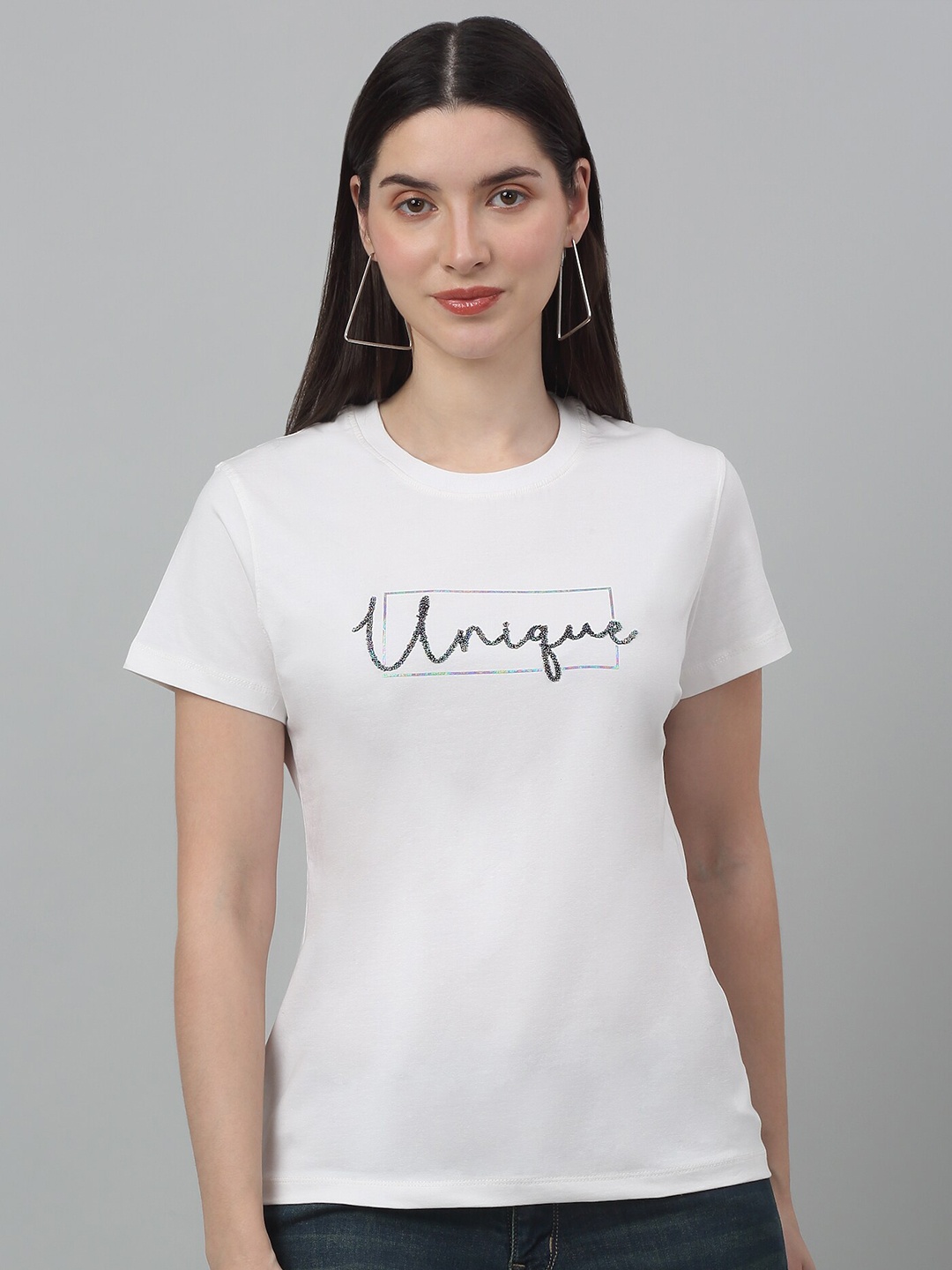 

Cantabil Typography Embellished T-shirt, White