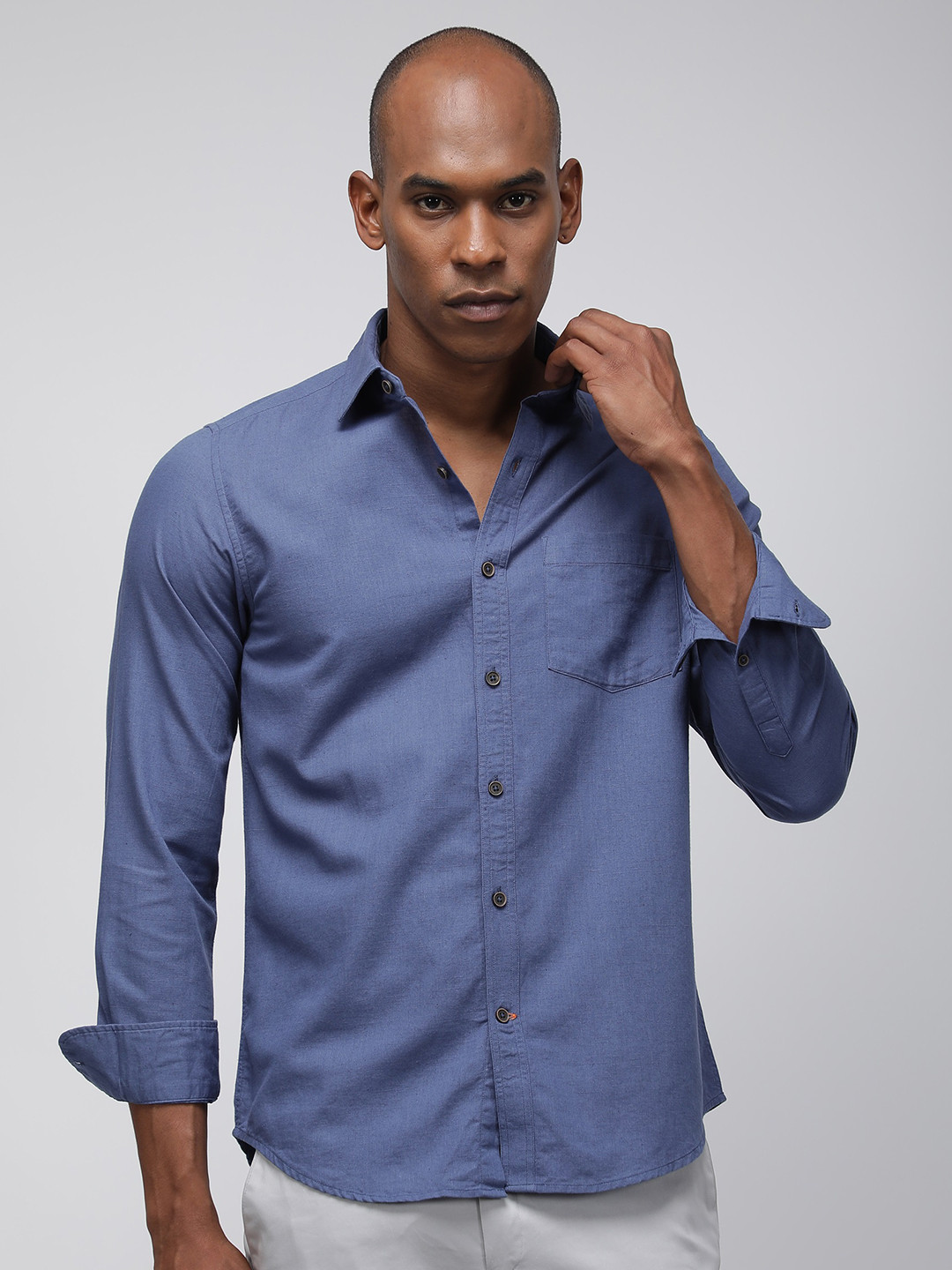 

BARE BROWN Men Slim Fit Opaque Casual Shirt, Blue