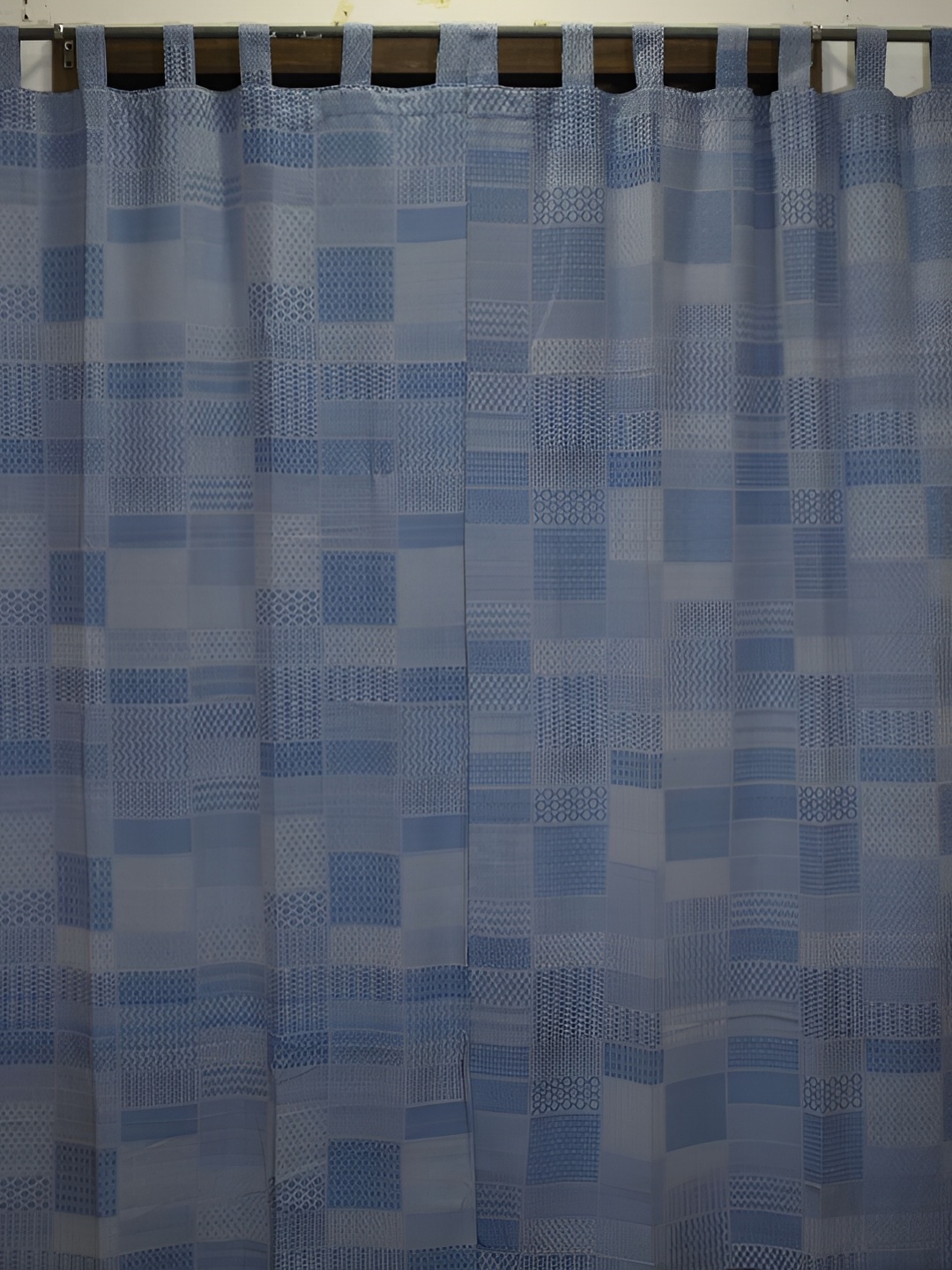 

Aura Blue & Beige Set of 2 Geometric Long Door Curtain